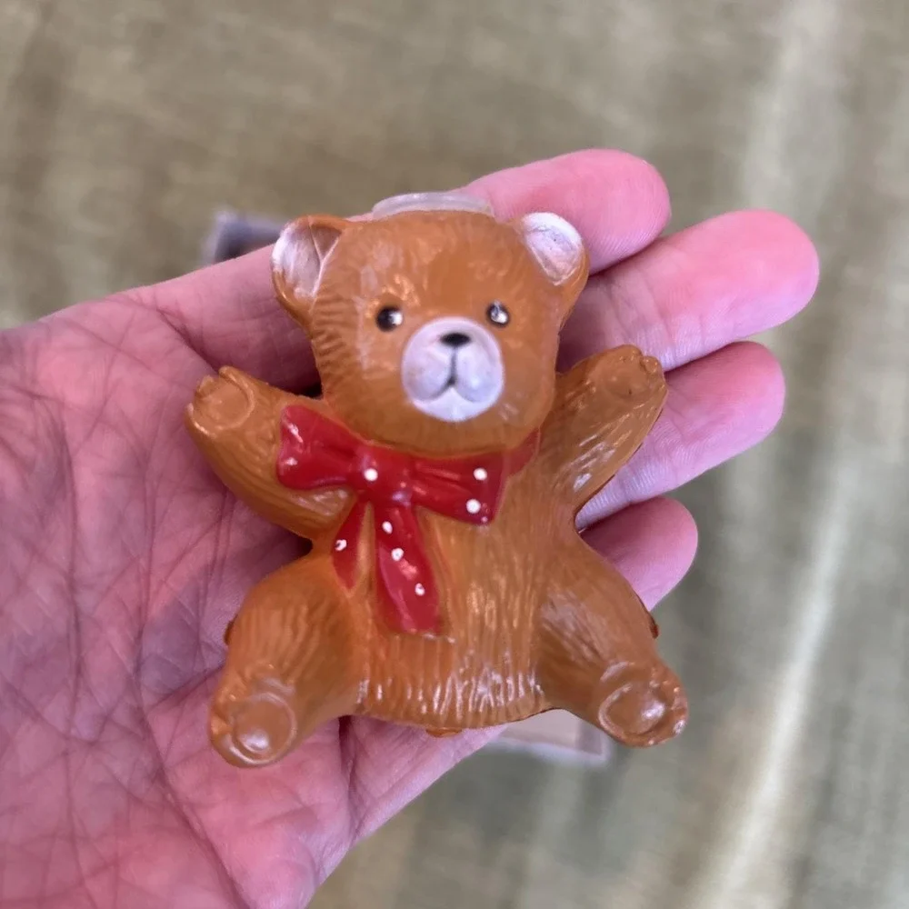 6 Vintage Cute Teddy Bear Red Bow Light Strand Covers Blow Mold Retro Tree Decor